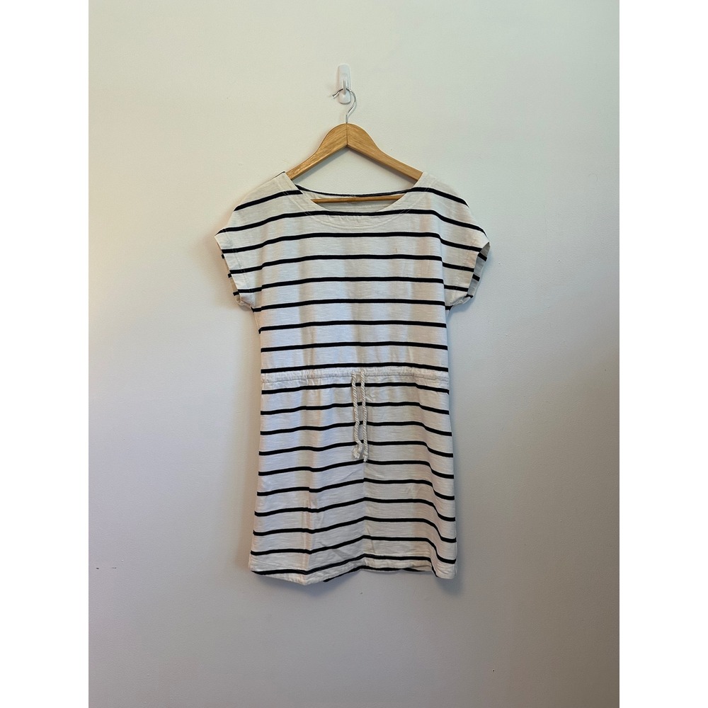 J‎ .Crew Striped Cotton Drawstring T-Shirt Dress in Navy and White | Size Small